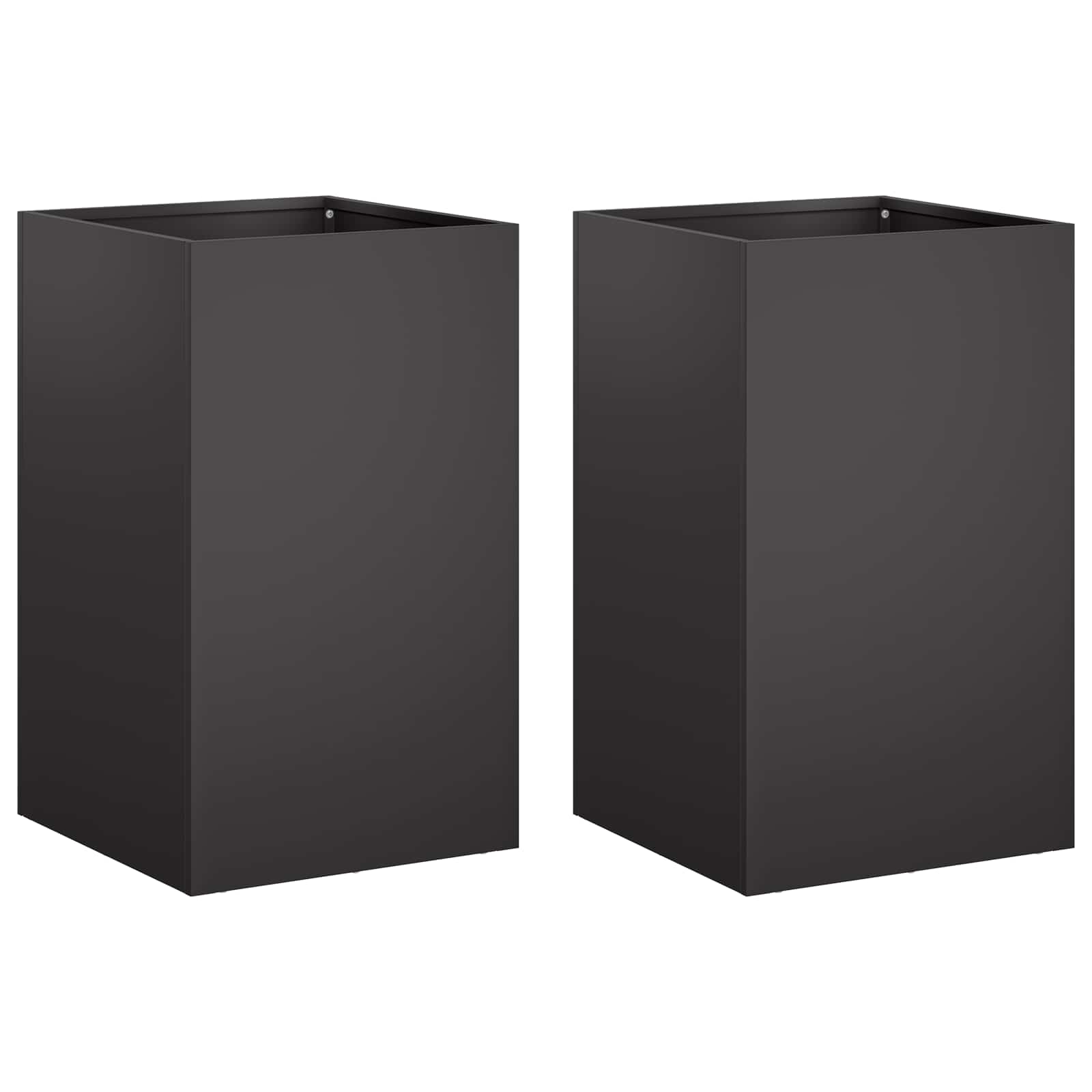 vidaXL Garden Planter 2 pcs Black 40 x 40 x 50 cm Cold-rolled Steel 2