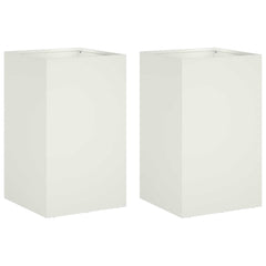 vidaXL Garden Planter 2 pcs White 40 x 40 x 50 cm Cold-rolled Steel 2