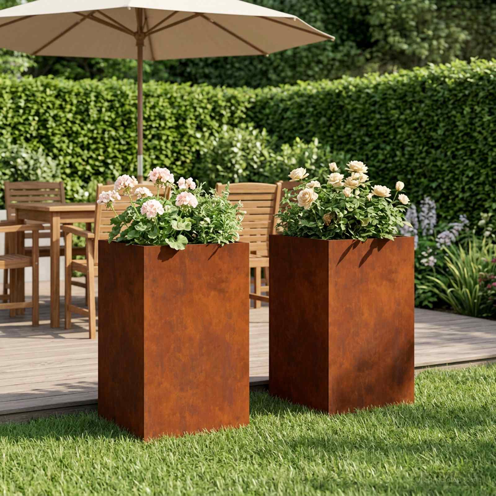 vidaXL Garden Planter 2 pcs Rusty 40 x 40 x 50 cm Weathering Steel 1