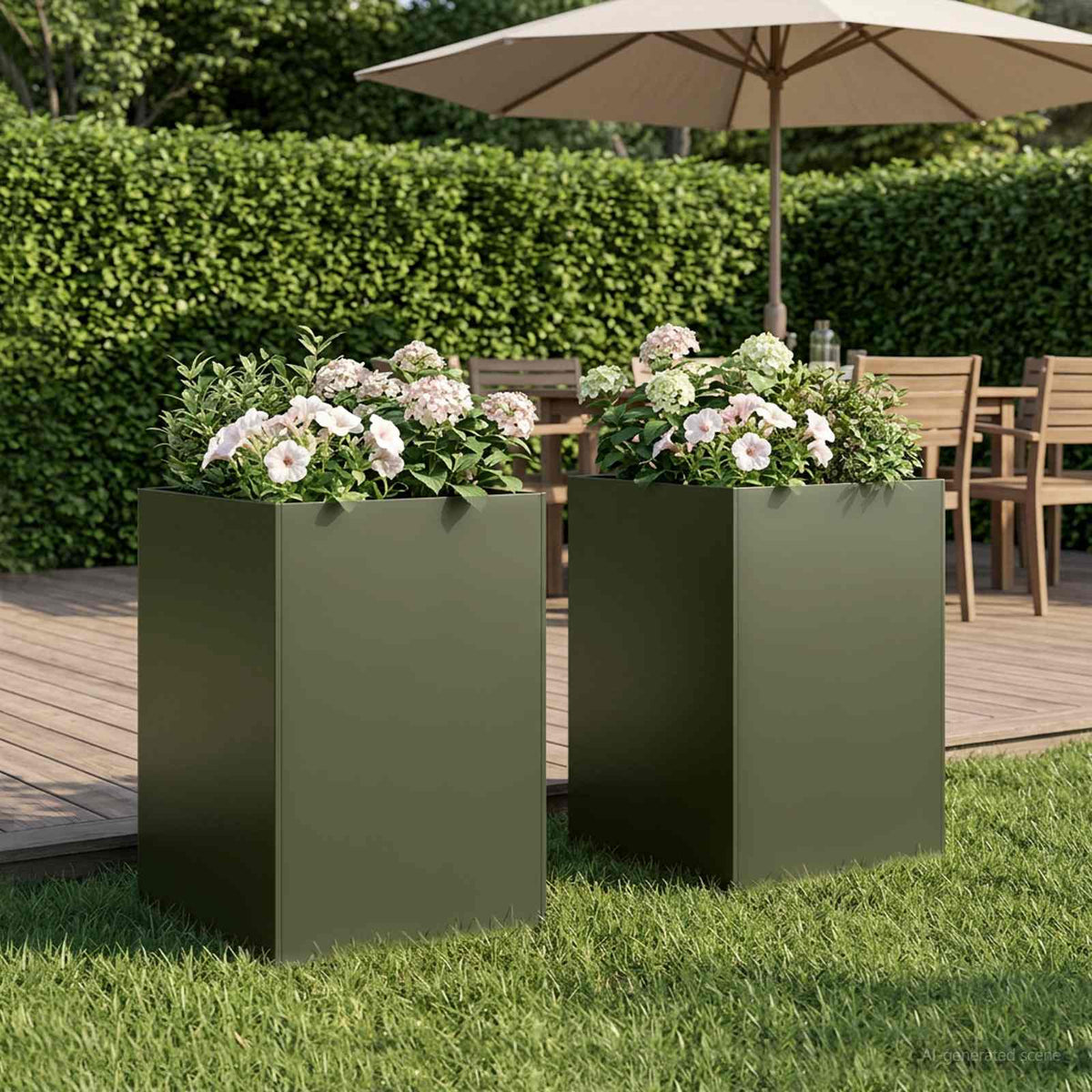 Garden Planter 2 pcs Olive Green Depth 40 cm 40 cm 75 cm