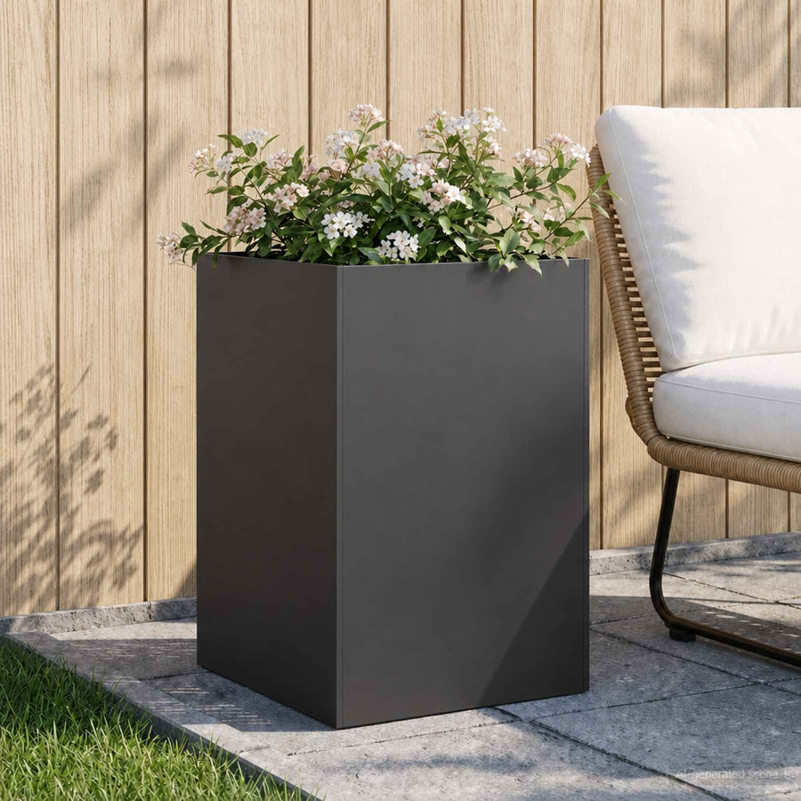 vidaXL Garden Planter Black 50 x 50 x 75 cm Cold-rolled Steel 1