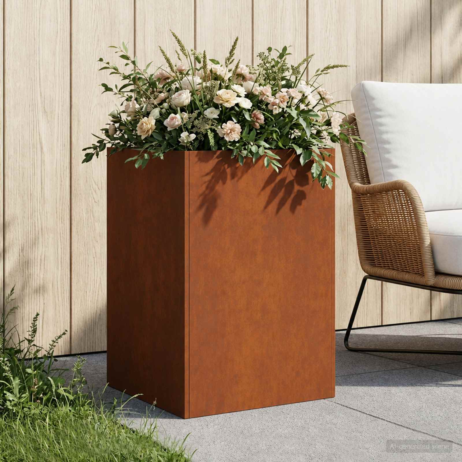 vidaXL Garden Planter Rusty 50 x 50 x 75 cm Weathering Steel 1