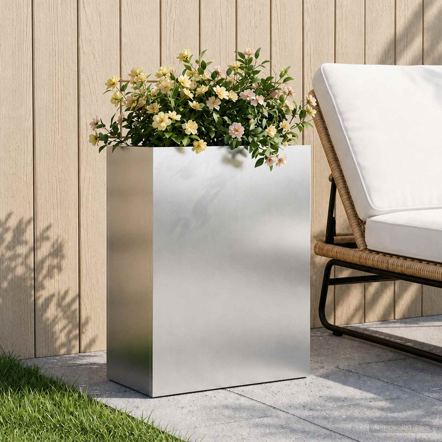 vidaXL Garden Planter Silver 40 x 20 x 40 cm Stainless Steel 1
