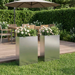 Garden Planter Silver Stainless Steel Depth