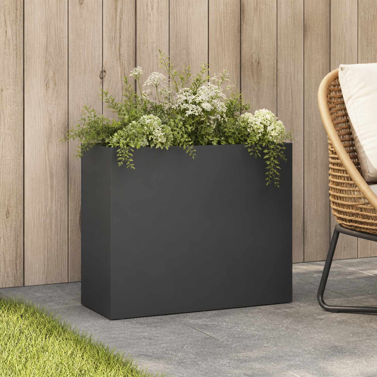 vidaXL Garden Planter Anthracite 50 x 20 x 40 cm Cold-rolled Steel 1