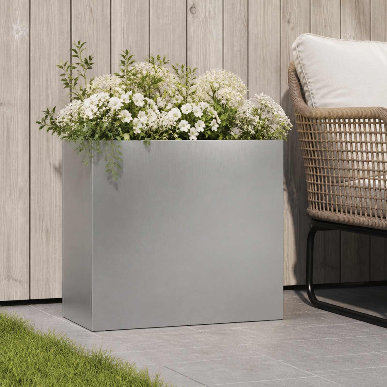 vidaXL Garden Planter Silver 50 x 20 x 40 cm Stainless Steel 1