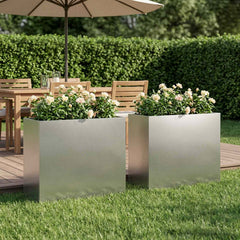 Garden Planter Silver 2 pcs Stainless Steel Depth 20 cm 50 cm 40 cm