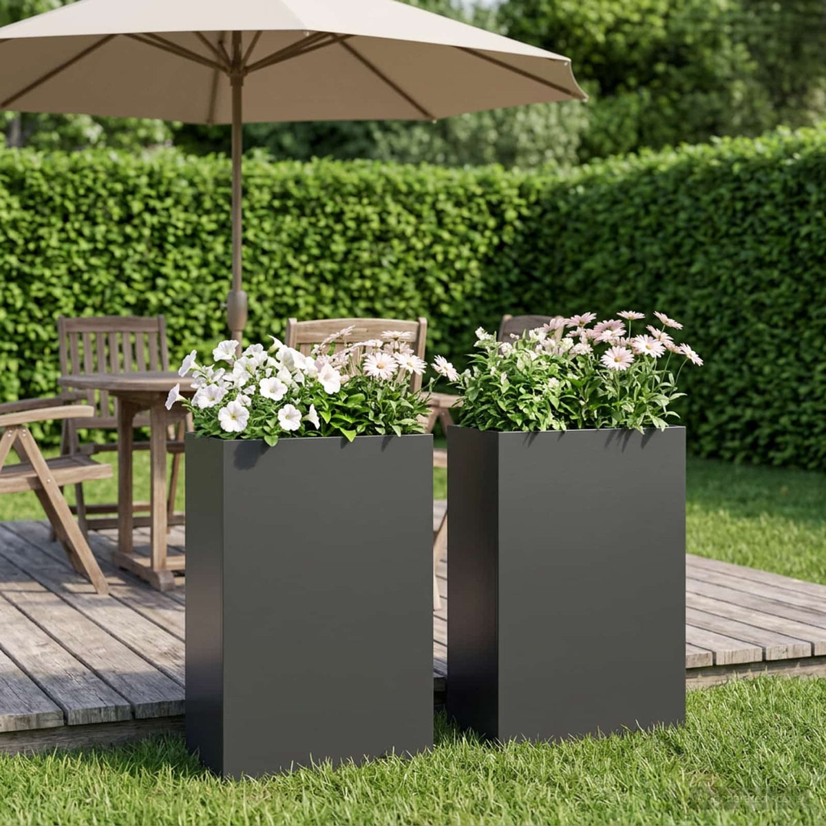 vidaXL Garden Planter Cold-rolled Steel 2 pcs Black Depth 20 cm