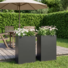 vidaXL Garden Planter Cold-rolled Steel 2 pcs Black Depth 20 cm