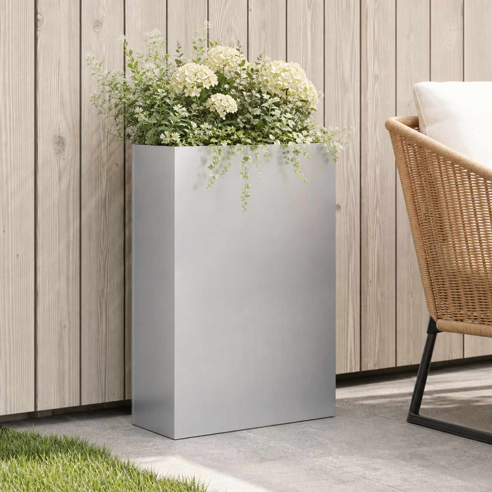 vidaXL Garden Planter Silver 50 x 20 x 75 cm Galvanised Steel 1