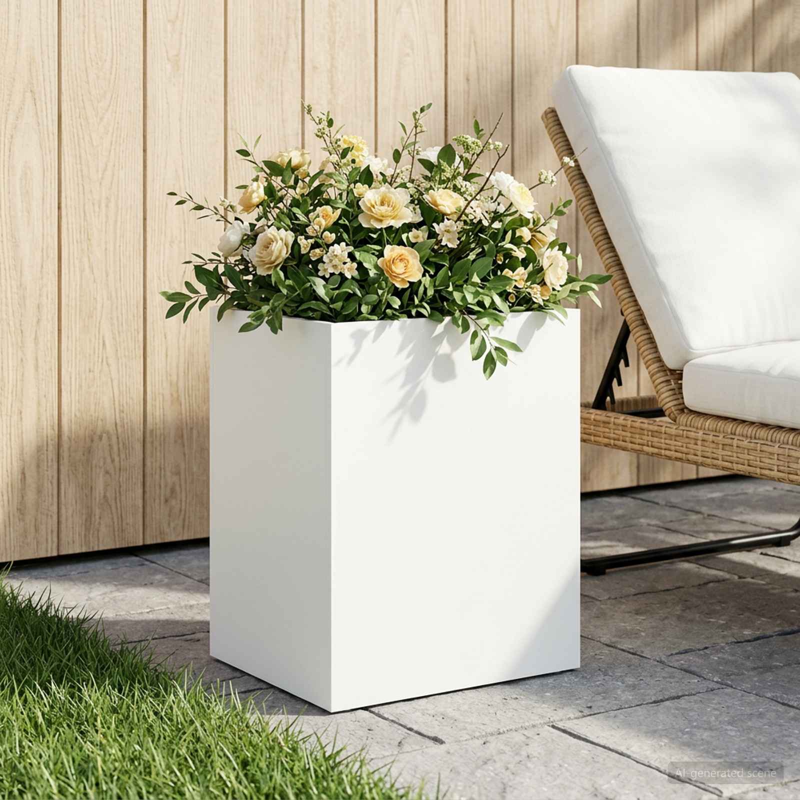vidaXL Garden Planter White 40 x 30 x 40 cm Cold-rolled Steel 1