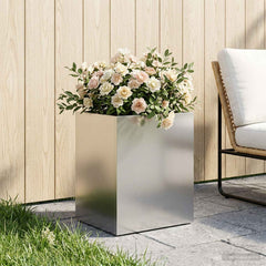 vidaXL Garden Planter Silver 40 x 30 x 40 cm Stainless Steel 1
