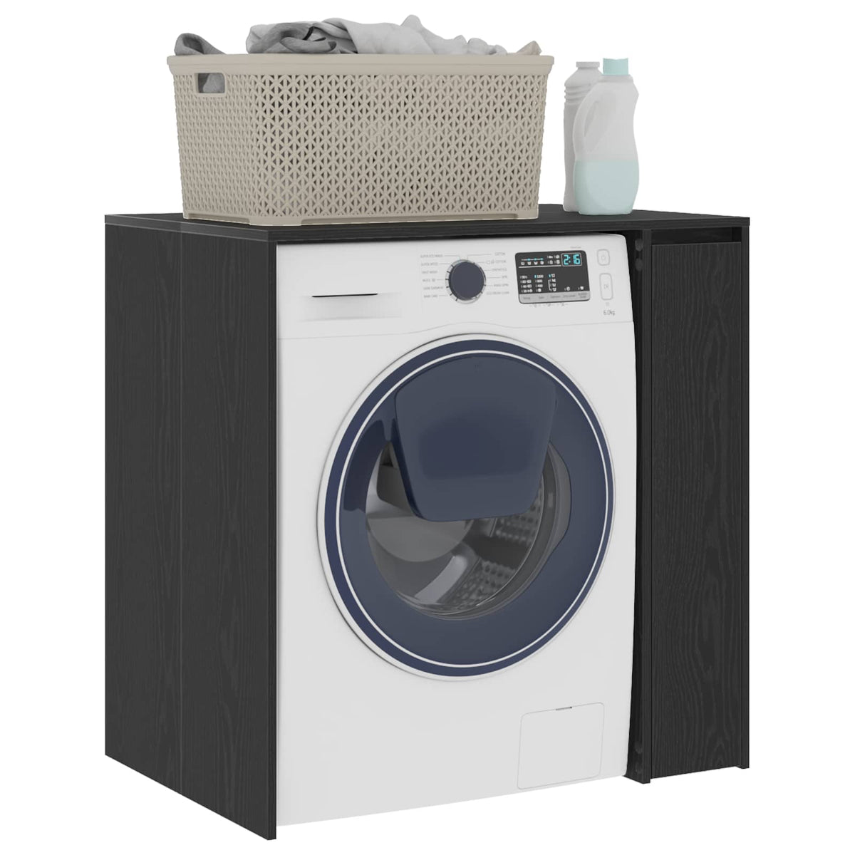 vidaXL Wash Machine Cabinet Black Oak 87 x 60 x 89 cm Engineered wood 3