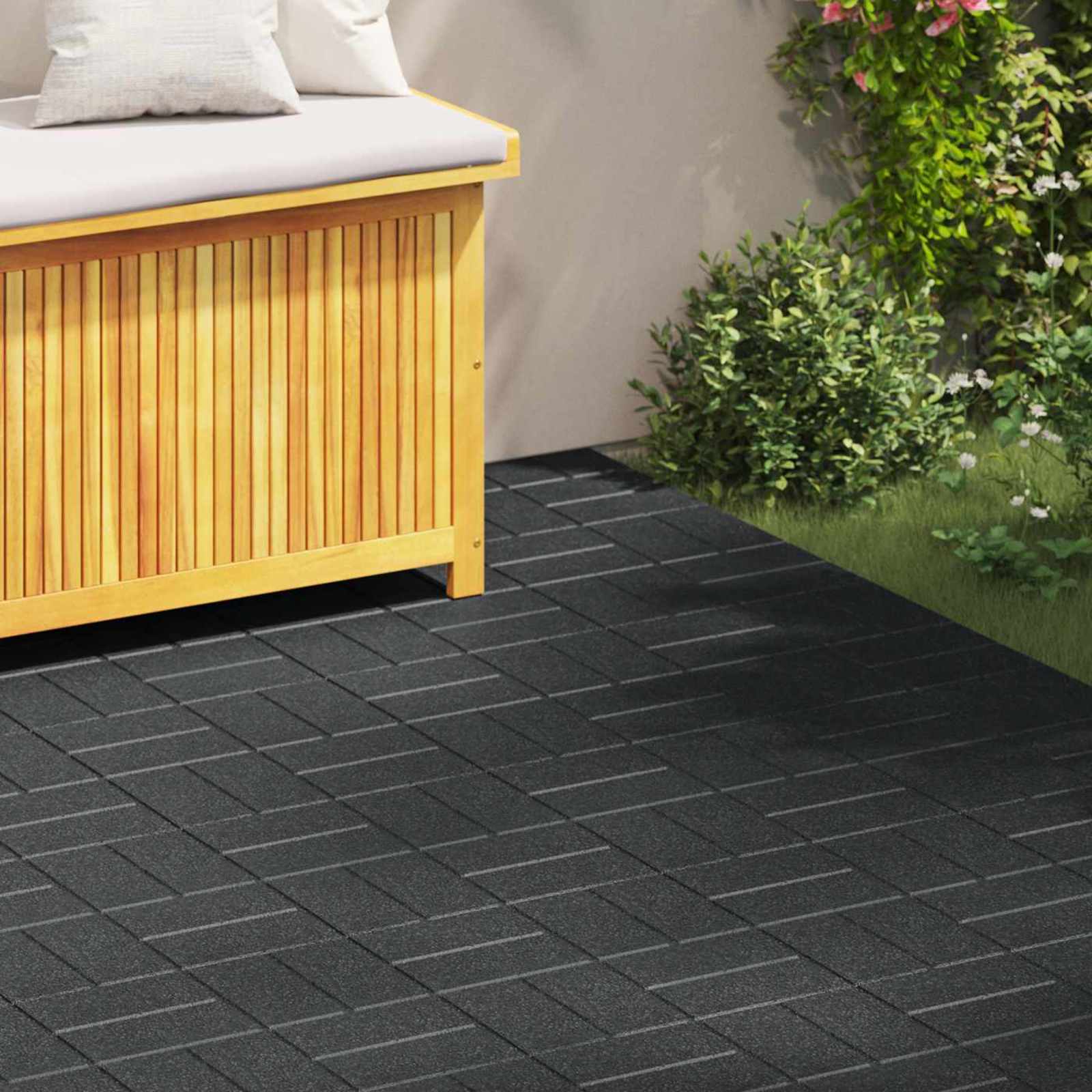 vidaXL Stepping Stone 6 pcs Black 40.5 x 40.5 x 2 cm Rubber 1