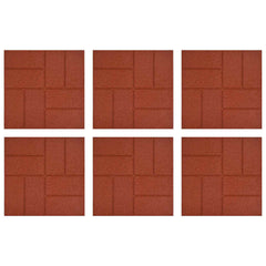 vidaXL Stepping Stone 6 pcs Red 40.5 x 40.5 x 2 cm Rubber 2