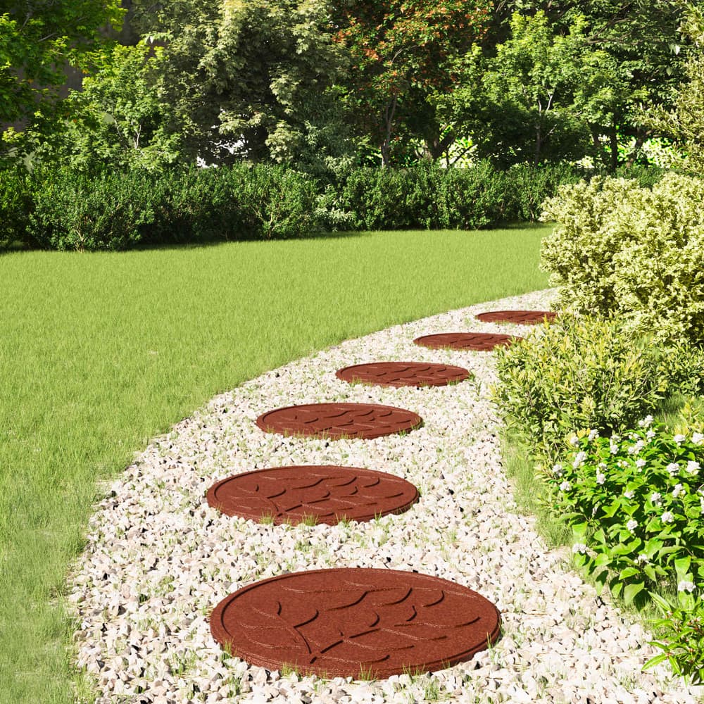 Stepping Stone 6 pcs Ø 44 x 2 cm Rubber Red