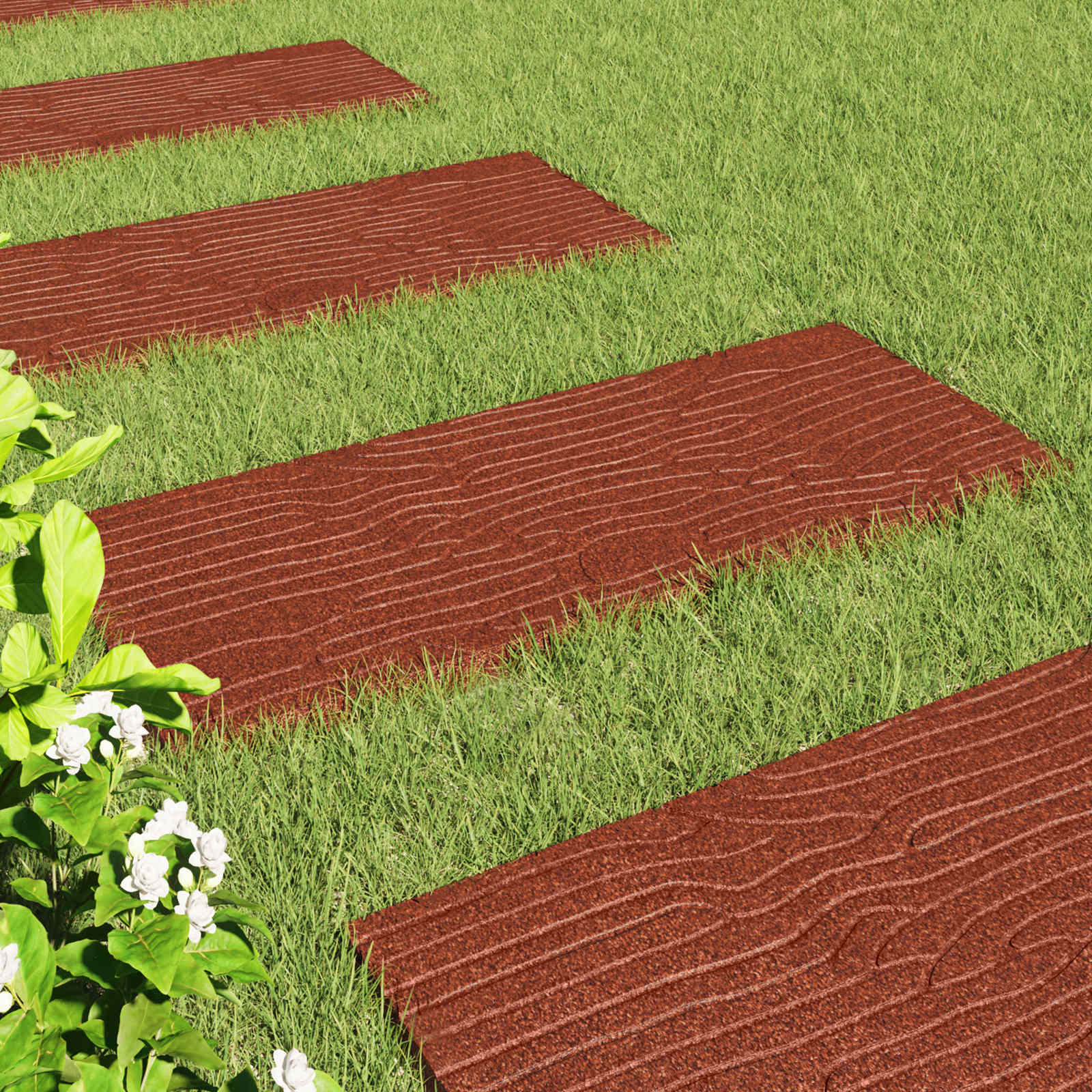 vidaXL Stepping Stone 6 pcs Red 60.5 x 25 x 2 cm Rubber 3