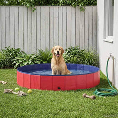 Foldable Dog Swimming Pool PVC Red 200 cm 30 cm