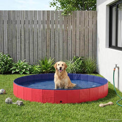 Foldable Dog Swimming Pool PVC Red 300 cm 38 cm