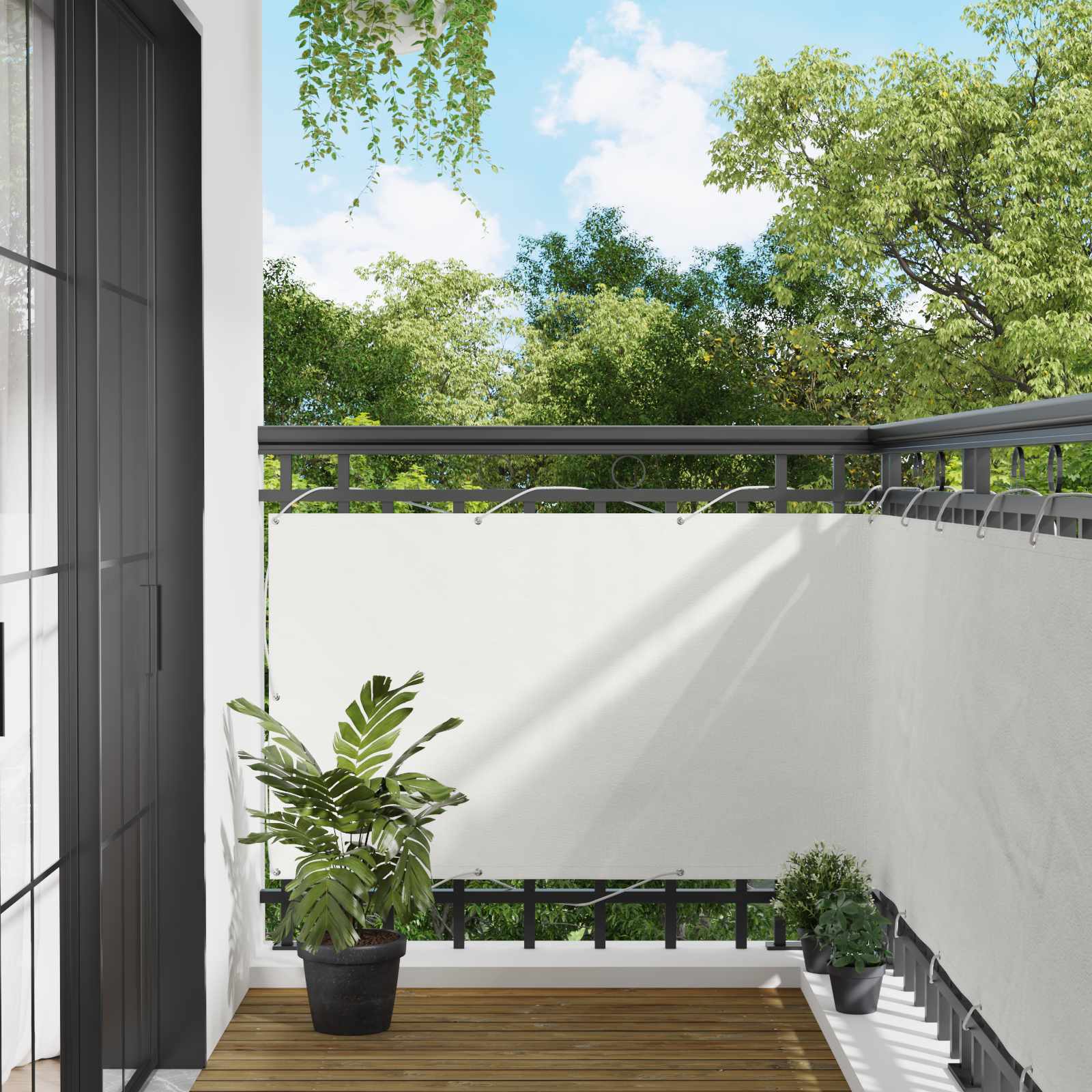 vidaXL Balcony Screen 100 x 600 cm Oxford Fabric Rectangular White 1