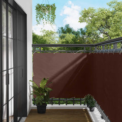 vidaXL Balcony Screen 110 x 800 cm Oxford Fabric Rectangular Brown 1