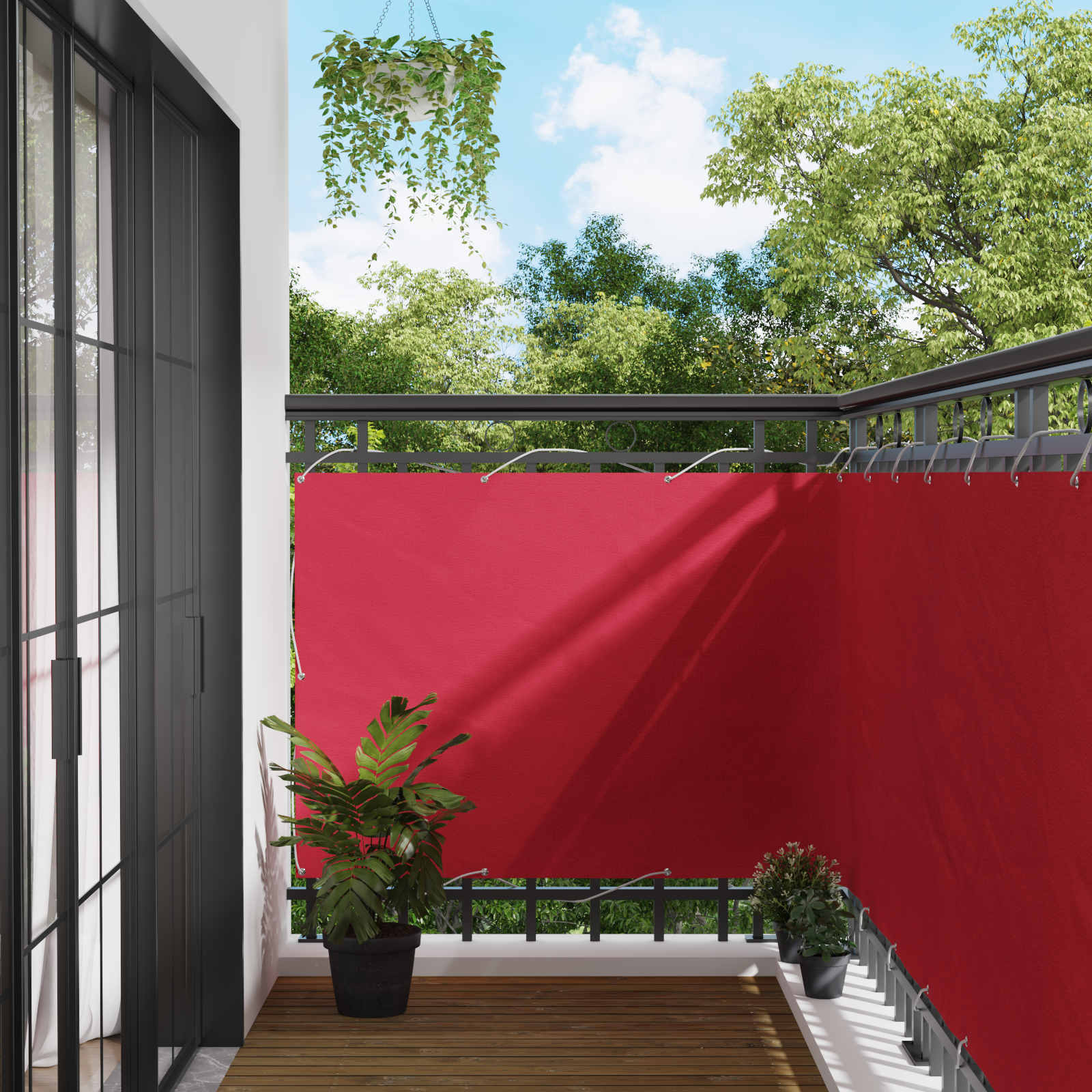 vidaXL Balcony Screen 110 x 800 cm Oxford Fabric Rectangular Burgundy 1