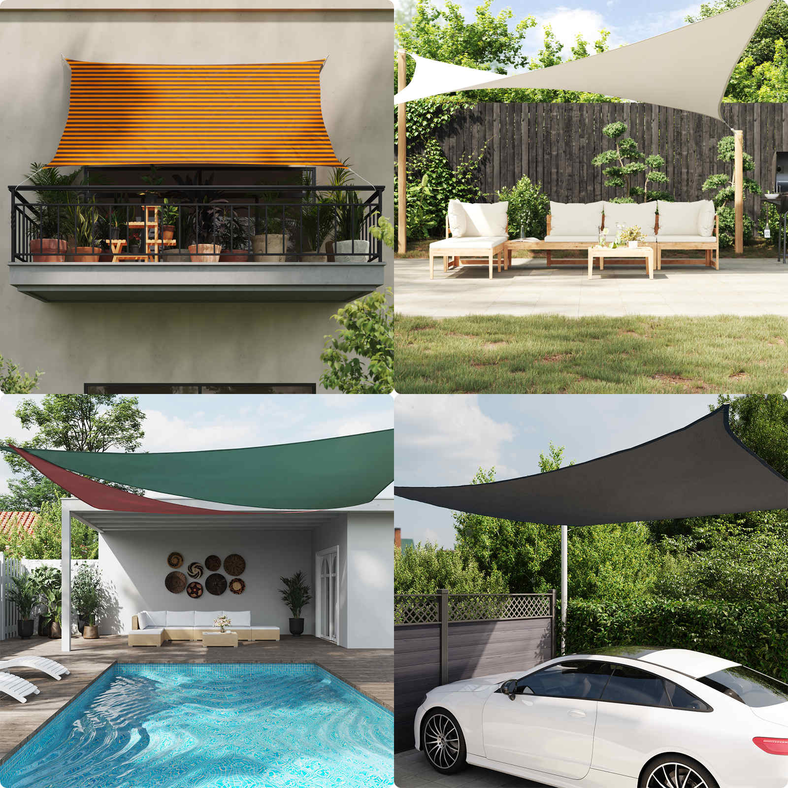 vidaXL Sun Shade Sail 6 x 6 m 100% Polyester Oxford Square 3