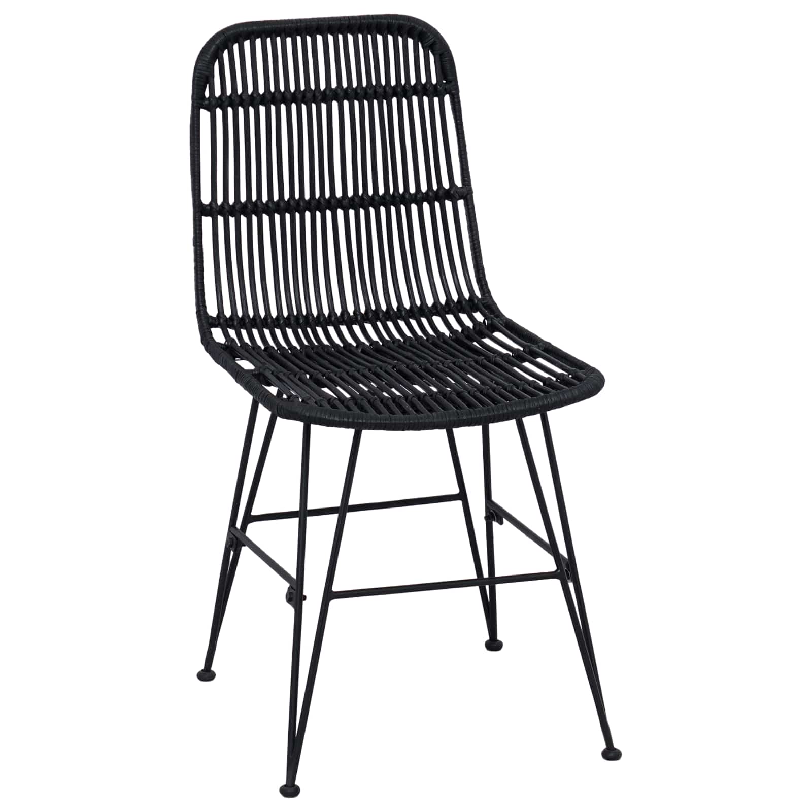 vidaXL Dinning Chair 2 pcs Rattan and Steel Black 41 x 55 x 85 cm 4