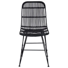 vidaXL Dinning Chair 2 pcs Rattan and Steel Black 41 x 55 x 85 cm 5