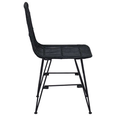 vidaXL Dinning Chair 2 pcs Rattan and Steel Black 41 x 55 x 85 cm 6