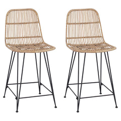 Bar Stool 2 pcs 44 x 54 x 96 cm Rattan and Steel Natural