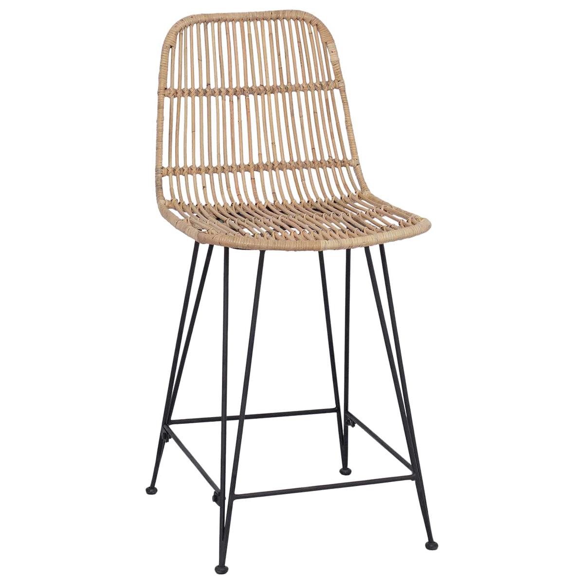 Bar Stool 2 pcs 44 x 54 x 96 cm Rattan and Steel Natural