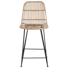 Bar Stool 2 pcs 44 x 54 x 96 cm Rattan and Steel Natural