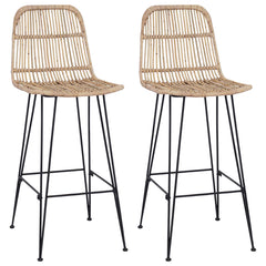 Bar Stool 2 pcs 44 x 55 x 109 cm Rattan and Steel Natural