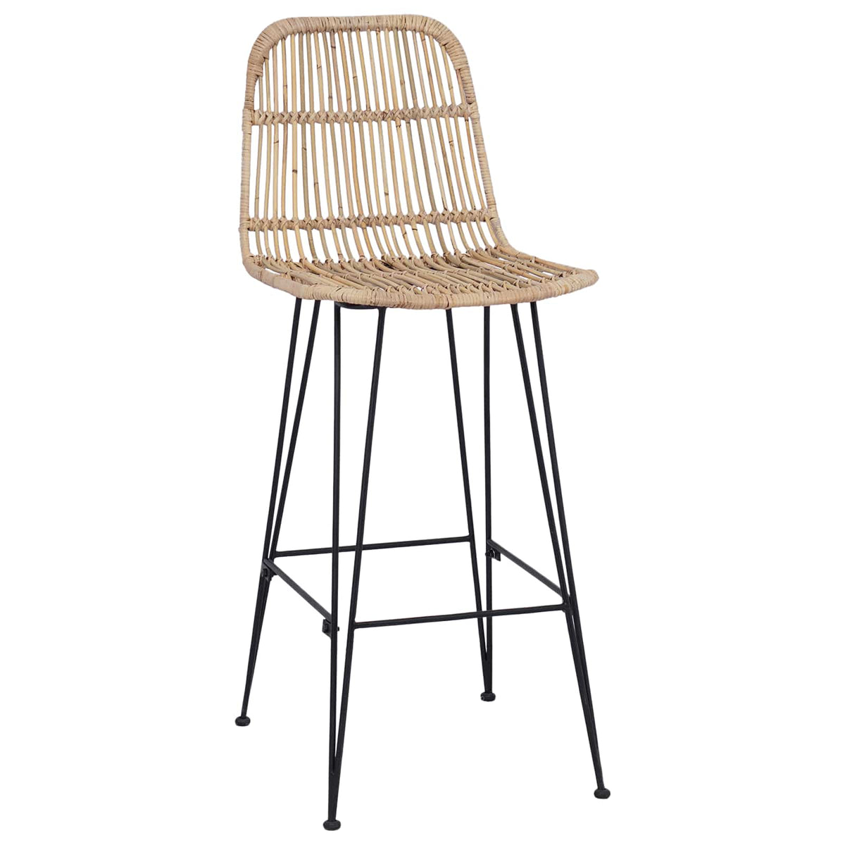 Bar Stool 2 pcs 44 x 55 x 109 cm Rattan and Steel Natural