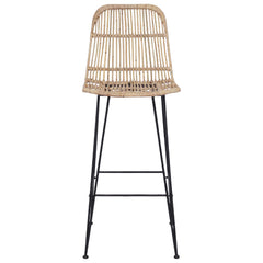 Bar Stool 2 pcs 44 x 55 x 109 cm Rattan and Steel Natural