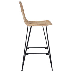 Bar Stool 2 pcs 44 x 55 x 109 cm Rattan and Steel Natural
