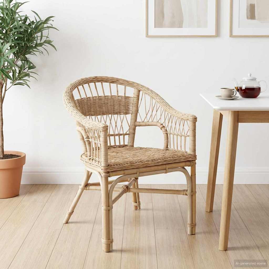 vidaXL Stacking Chair Rattan Natural 60 x 60 x 81 cm 3