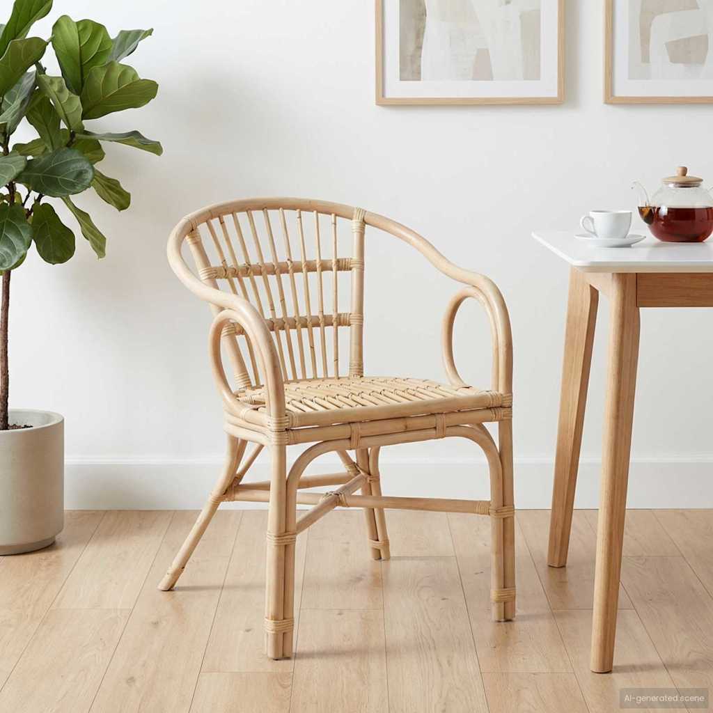 vidaXL Stacking Chair Natural 58 x 60 x 81 cm Rattan 1