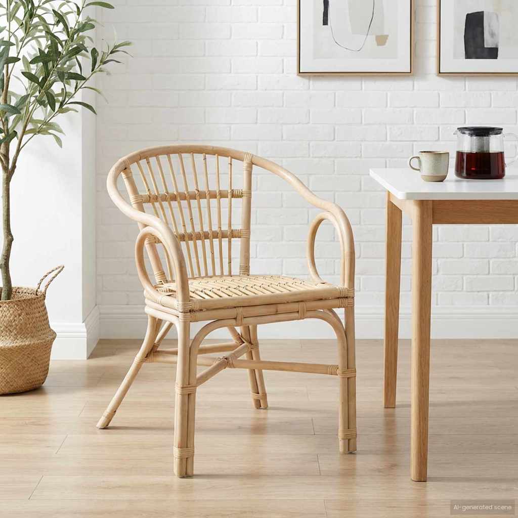 vidaXL Stacking Chair Natural 58 x 60 x 81 cm Rattan 3