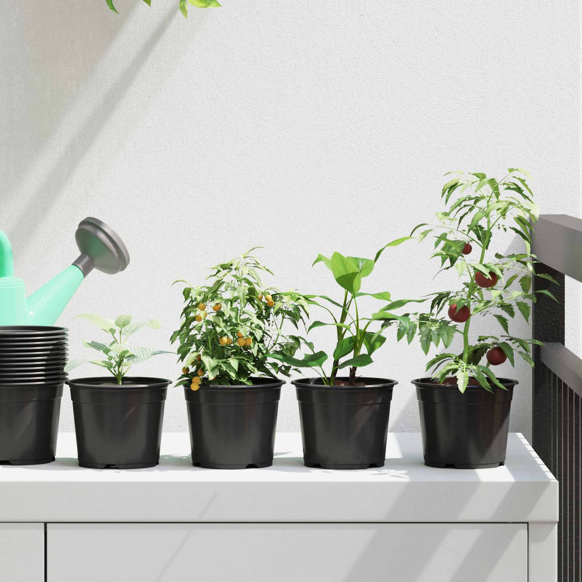 Round Flower Pot 200 pcs Black Plastic
