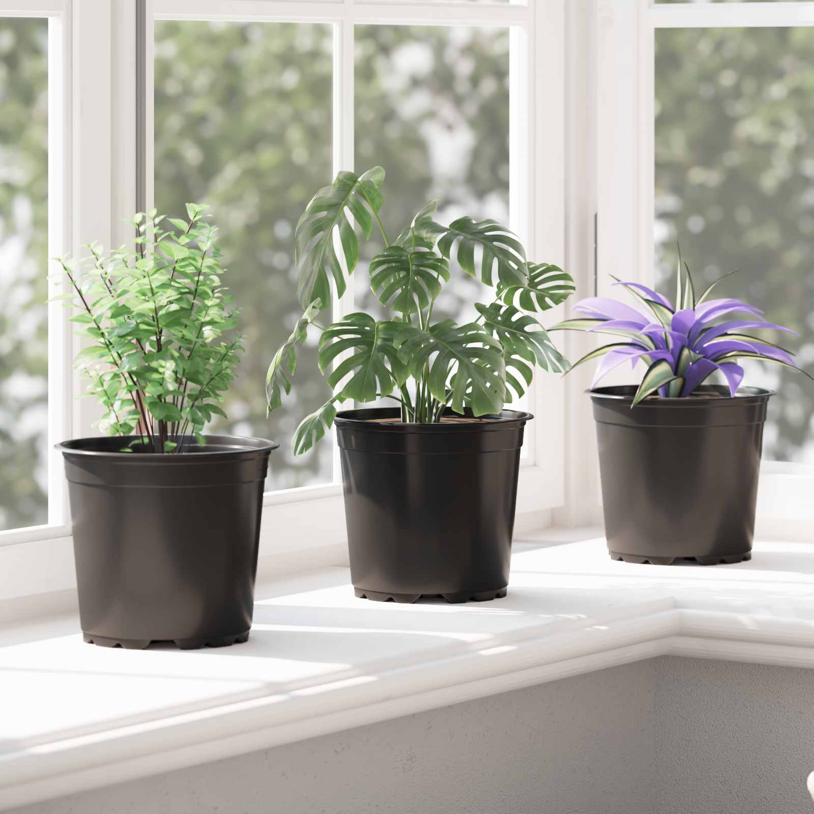 vidaXL Round Flower Pot 200 pcs Black Ø 15 x 13 cm Plastic 5