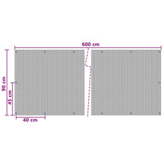 vidaXL Balcony Screen with Eyelets 600 x 90 cm Poly Rattan Anthracite 5