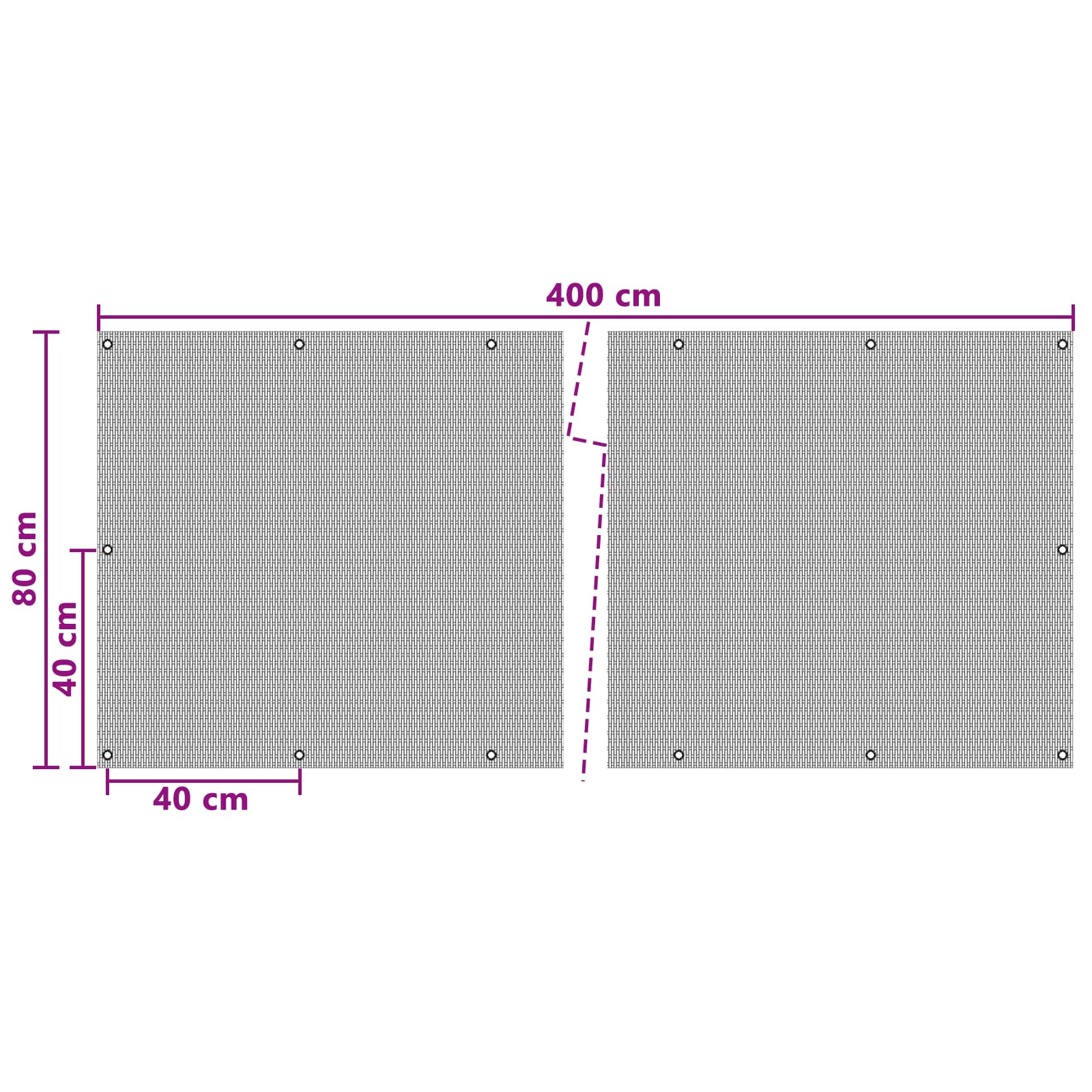 vidaXL Balcony Screen with Eyelets 400 x 80 cm Poly Rattan Black 5