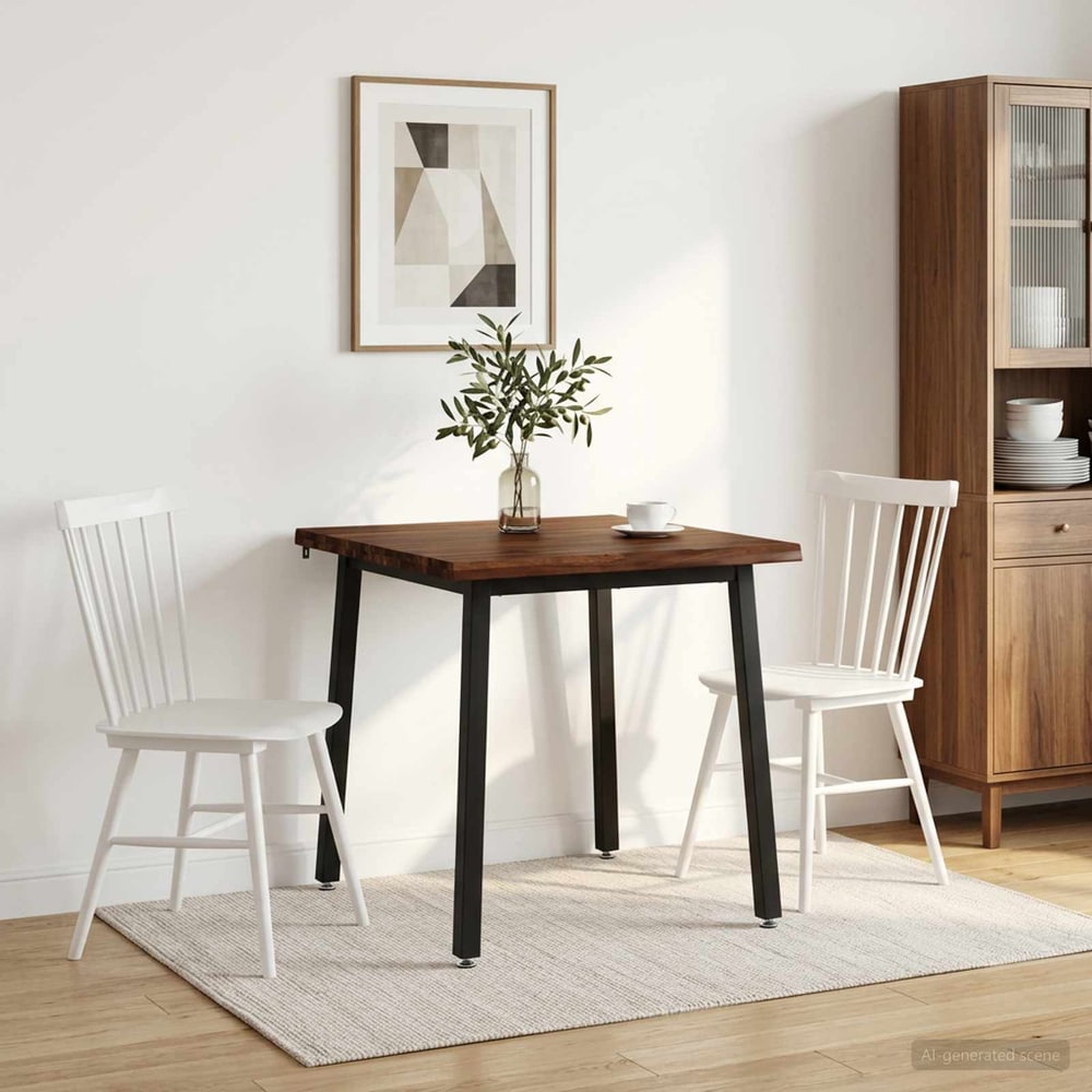 Dining Table Solid Acacia Wood Live Edge Dark brown black