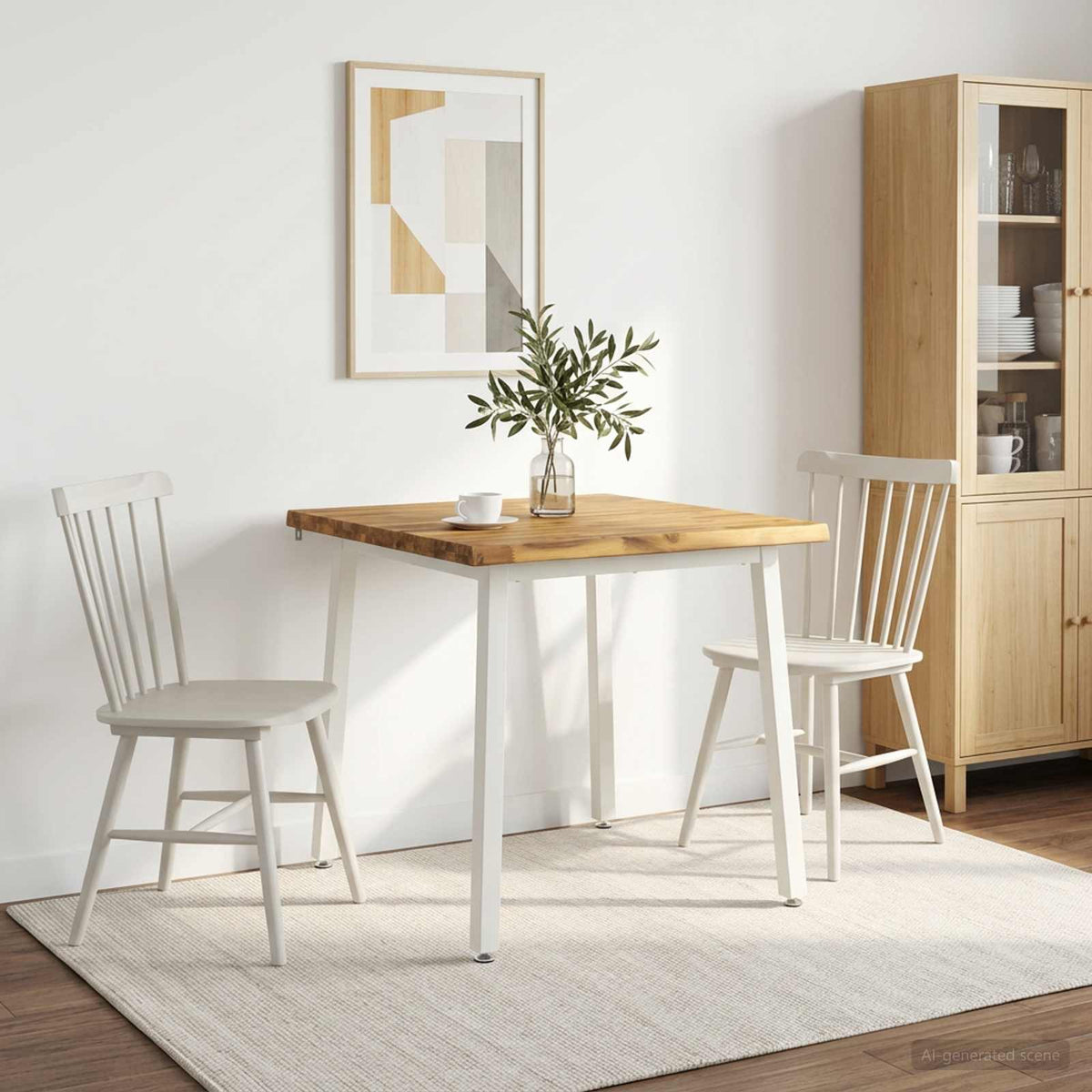 Dining Table Solid Acacia Wood Live Edge Depth Whitewash White