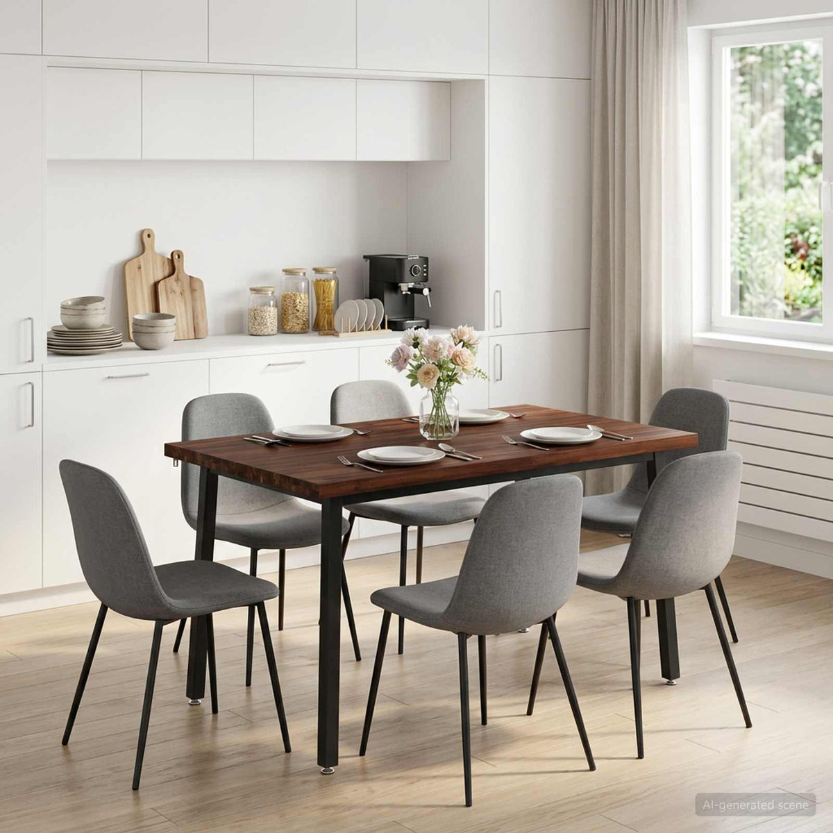 Dining Table 90 x 55 x 75 cm Solid Acacia Wood Live Edge Dark brown and black