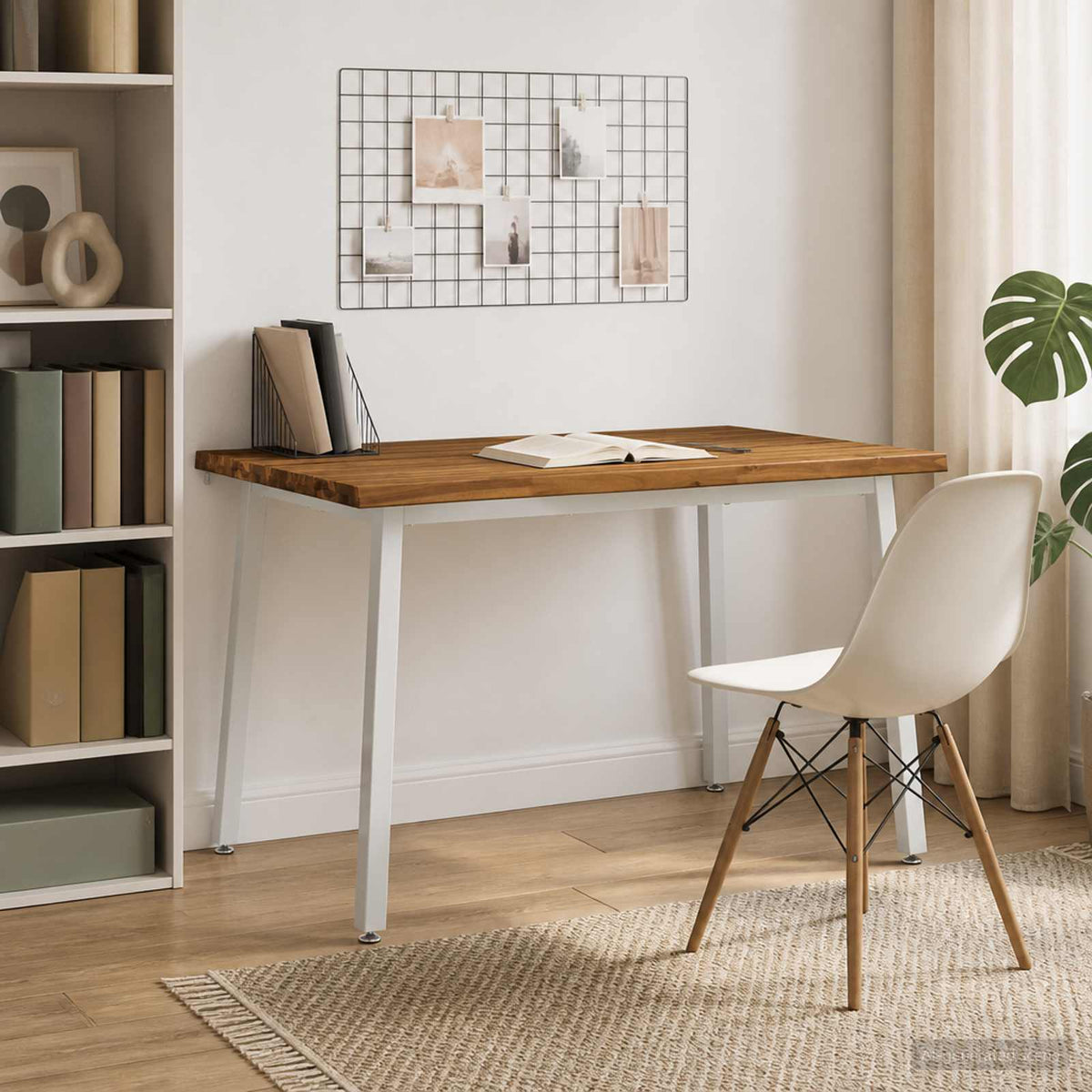 Dining Table 90 x 55 x 75 cm Solid Acacia Wood Live Edge Natural and white