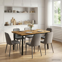 Dining Table 90 x 55 x 75 cm Solid Acacia Wood Live Edge Whitewash and Black