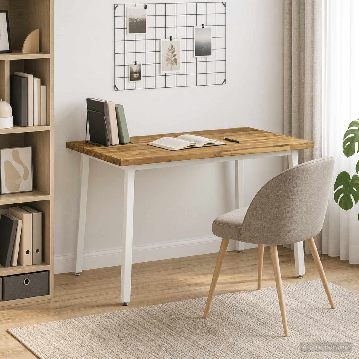 Dining Table 90 x 55 x 75 cm Solid Acacia Wood Live Edge Whitewash and White